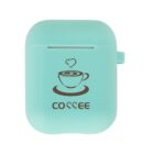 Mint green coffee-themed case with a coffee cup and heart design.