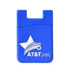 Blue silicone card holder with AT&T pac and a star logo on the front.