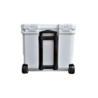 31L Cooler Box with wheels in white, featuring a convenient black handle.