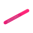 The Customised Vogue Nail File is a pink silicone wristband featuring white text: Gamblers Help in Gippsland P:1800242696 E:gist@lchs.com.au, making it the perfect accessory for those seeking support.