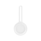 White silicone holder with a round compartment and a long handle.