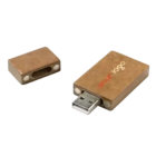 Delfino Eco Flash Memory: wooden USB drive, detachable cap, customizable logo.