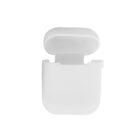 Open white earbud charging case on a white background.