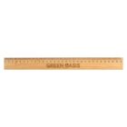 A wooden ruler with measurement markings from 0 to 30 centimeters. The ruler has the text GREEN OASIS engraved in the center.