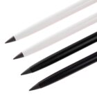 Four styluses arranged diagonally against a white background. Two are white, and two are black, each with a pointed tip.