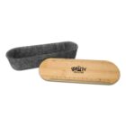 Oval-shaped planter with a gray felt exterior and a bamboo lid. The lid features a ruler design and branding text that reads The Crafty Collective.
