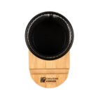 A black cup on a wooden base labeled Creative Corner, viewed from above.