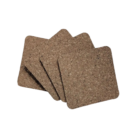 Off-center stack of square cork coasters, ideal for logos: Logo Emblazoned Set.