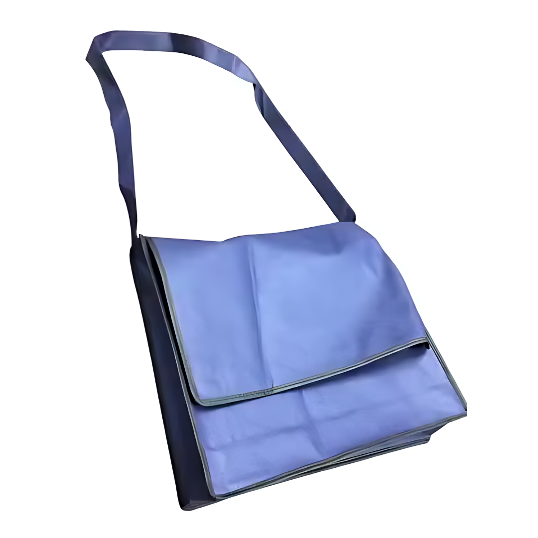 Blue Non Woven Shoulder Bag, 39x33x10cm, with long strap.