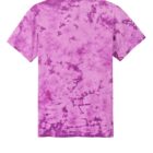 Pink tie-dye t-shirt with abstract patterns.