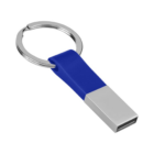 Promo Block USB Keyring with flash drive and blue strap on a silver keyring.