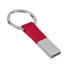 Promo Block USB Keyring in red and silver with metal ring.