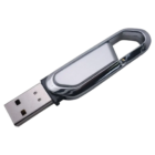 Sleek silver and black Promotional Carabiner USB Drive with a convenient loop.
