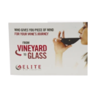 Woman in Solo Video Catalogue, sipping wine with Vineyard to Glass text and Elite Wine Logistics logo.