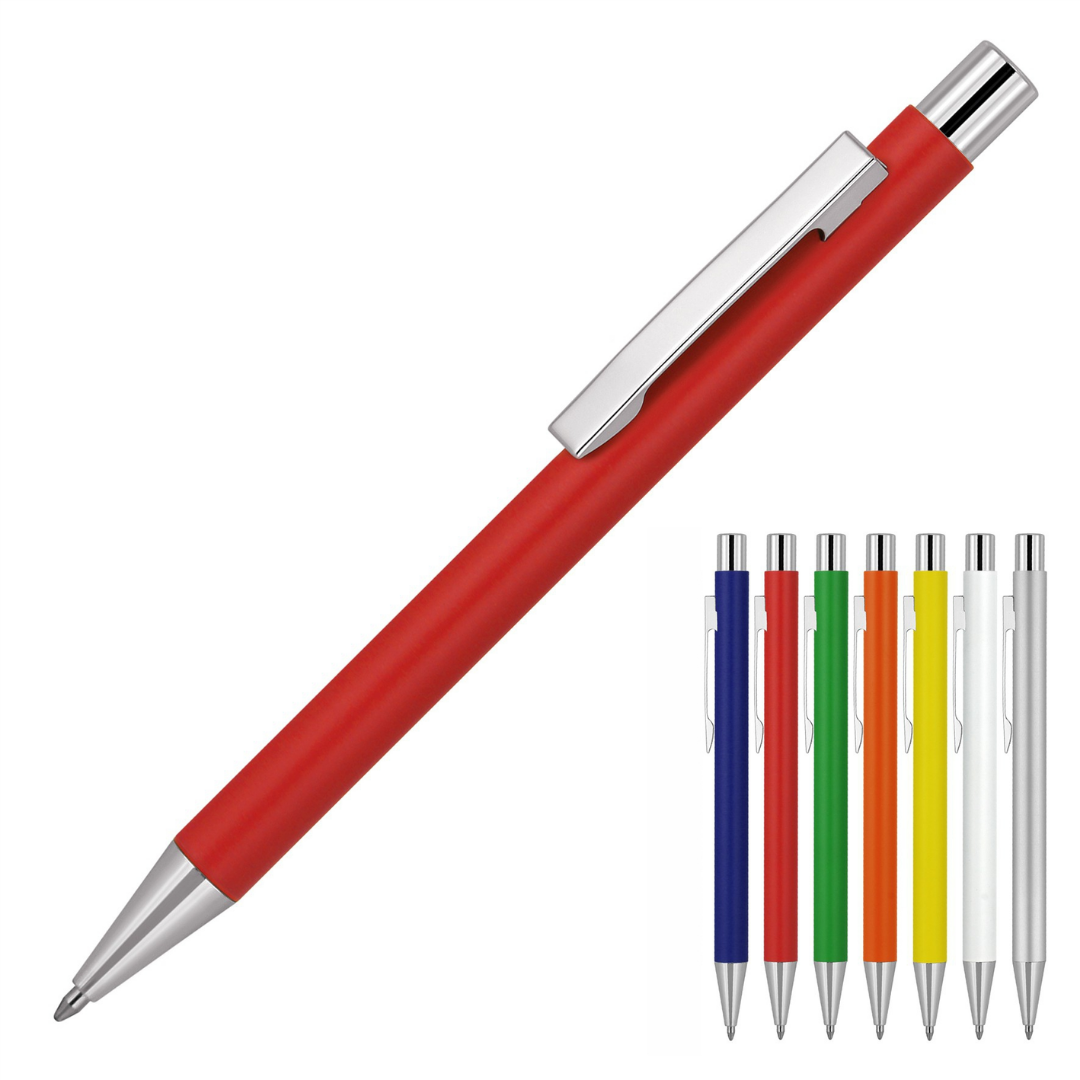 Set of 7 Triumph Ballpoint Pens in red, blue, green, yellow, orange, white & black.