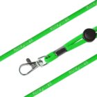 A green lanyard with the word Honeywell printed on it in white. It features a silver clasp and a black plastic adjustable slider.