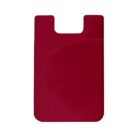 A red silicone phone wallet with a smooth rectangular design and a rounded top edge, featuring a pocket for holding cards. The background is plain white.