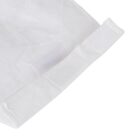 Close-up of a white disposable diaper with Velcro tabs, showing the side panel and waistband. The texture of the material is visible, highlighting its soft and flexible design.