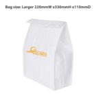 White bag with the Riviera logo in orange, featuring the text Poreč Croatia. The bag dimensions are 220mm width, 330mm height, and 110mm depth, printed above the bag.