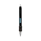 Black ballpoint pen with a textured grip and BLACK ICE written on the barrel.