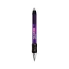 Purple retractable pen with black grip and silver tip.
