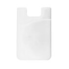 A white silicone phone wallet with an open top, designed to hold cards or cash. It has a smooth surface with a slight curve on the front for easy access to contents.