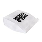 White pillow with the phrase TAKE A CLOSER LOOK printed in bold black letters.