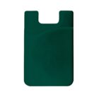 A green silicone phone wallet with a single pocket, designed to attach to the back of a phone.