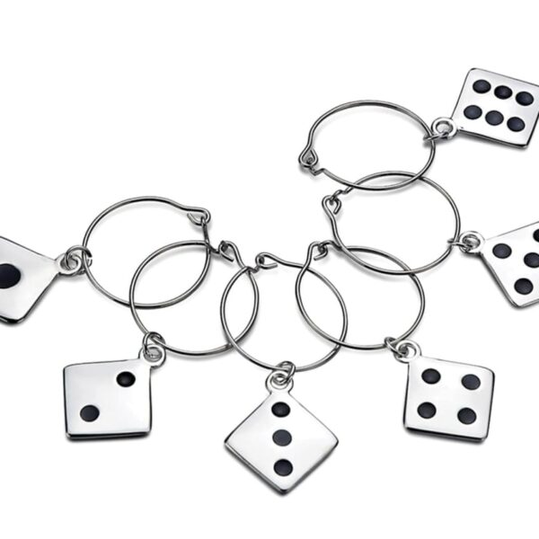 6 Pack Logo Engraved Wine Glass Charms