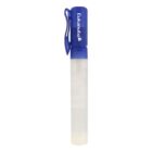 Clear spray bottle with blue cap and clip labeled Eukanuba in white text.
