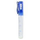 A blue-capped spray bottle pen labeled Finest Fan with a pocket clip.
