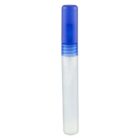 A small spray bottle with a blue cap and a clear body is shown upright.