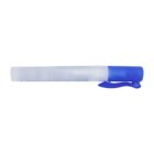 A clear plastic spray bottle with a blue cap and clip, shown on a white background.