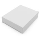 A plain white rectangular cardboard box is shown against a white background. The box is closed and slightly tilted to display its top and two adjacent sides.