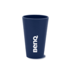 Blue cup with BenQ logo printed vertically in white on the side.