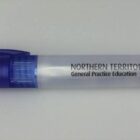 Clear tube with a blue cap labeled Northern Territory General Practice Education.