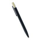 A black pen with a gold clip and a white top button, isolated on a white background.