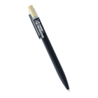 Black click pen with Parks and Recreation printed in white. The pen has a wooden clip and a silver tip.