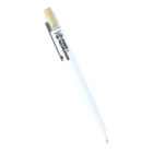 White ballpoint pen with silver clip and clicker, featuring the Parks and Recreation logo in black lettering.