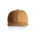 A plain, light brown baseball cap with a curved brim, displayed against a white background. The cap is shown from the front, highlighting the structured crown and simple design.