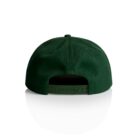 Back view of a dark green baseball cap with an adjustable snapback closure on a white background.