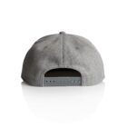 Gray baseball cap shown from the back, featuring an adjustable snapback closure. The cap is made of a smooth fabric and is displayed against a white background with its reflection visible below.