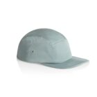A light green, five-panel cap with metal eyelets on the side, set against a white background. The cap has a flat brim and a minimalist design.