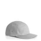 A light gray baseball cap with a flat brim and two small ventilation holes on the side, viewed from the front-left angle against a white background.