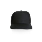 A black baseball cap with a mesh back and solid front panel, displayed on a white background. The cap has a curved brim and is centered in the image.