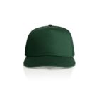 A plain dark green trucker hat with a mesh back, displayed on a white background.