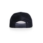 Black mesh trucker hat shown from the back, with an adjustable snap closure visible. The material appears lightweight and breathable.