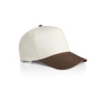 A baseball cap with a beige crown and a brown visor, shown against a white background. The visors brown color contrasts with the light beige of the crown, creating a simple, stylish look.