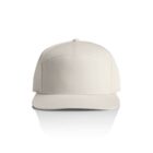 A light gray baseball cap with a flat brim is centered against a plain white background. The caps reflection is faintly visible below it.