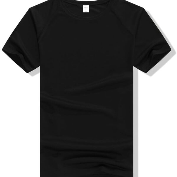 Energetic Tee in black boasts short sleeves and a round neckline, complemented by a crisp white background.